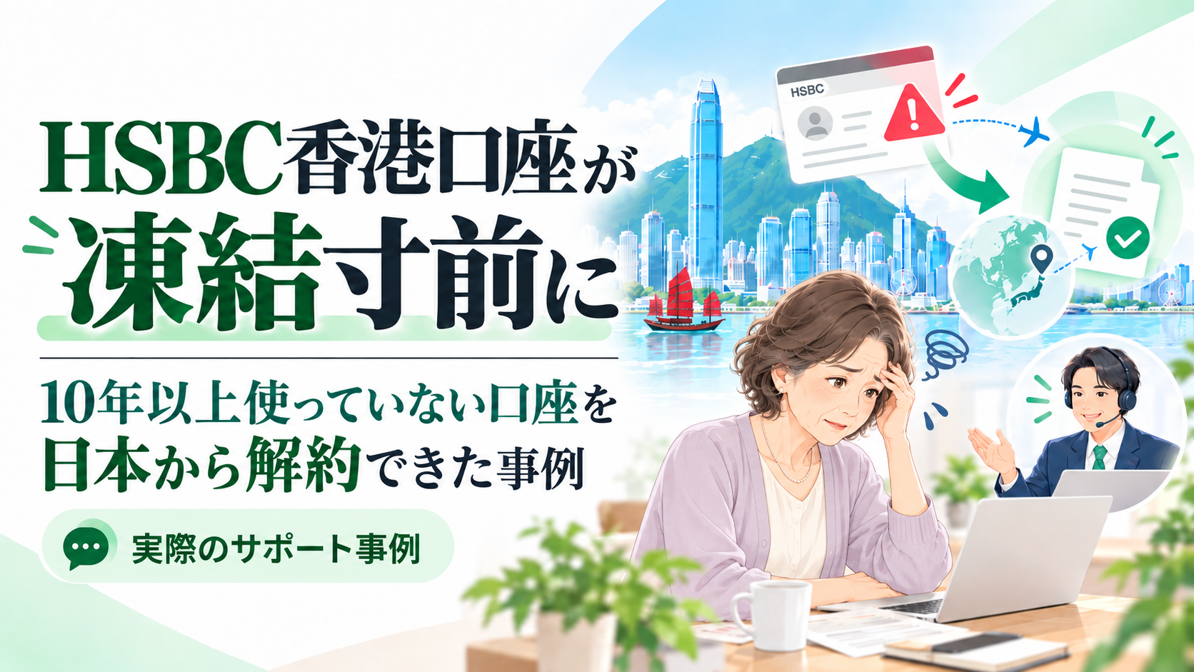 HSBC香港口座が凍結寸前となった60代女性の口座解約サポート事例