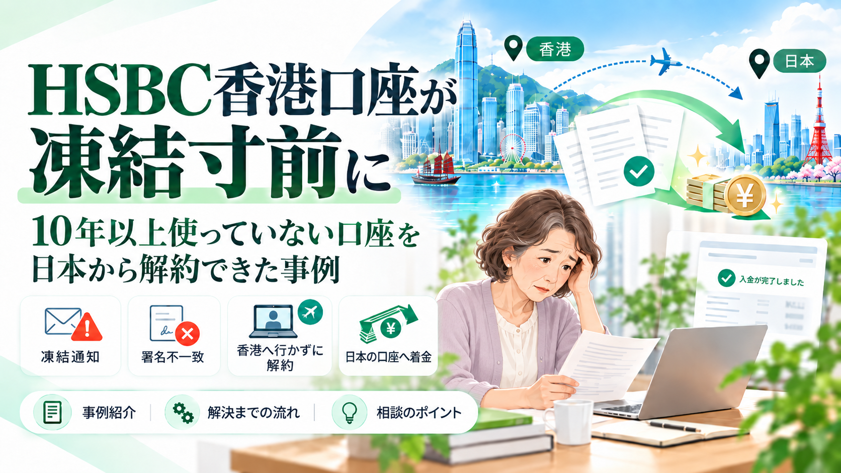 長期間利用していないHSBC香港口座を日本から解約したサポート事例
