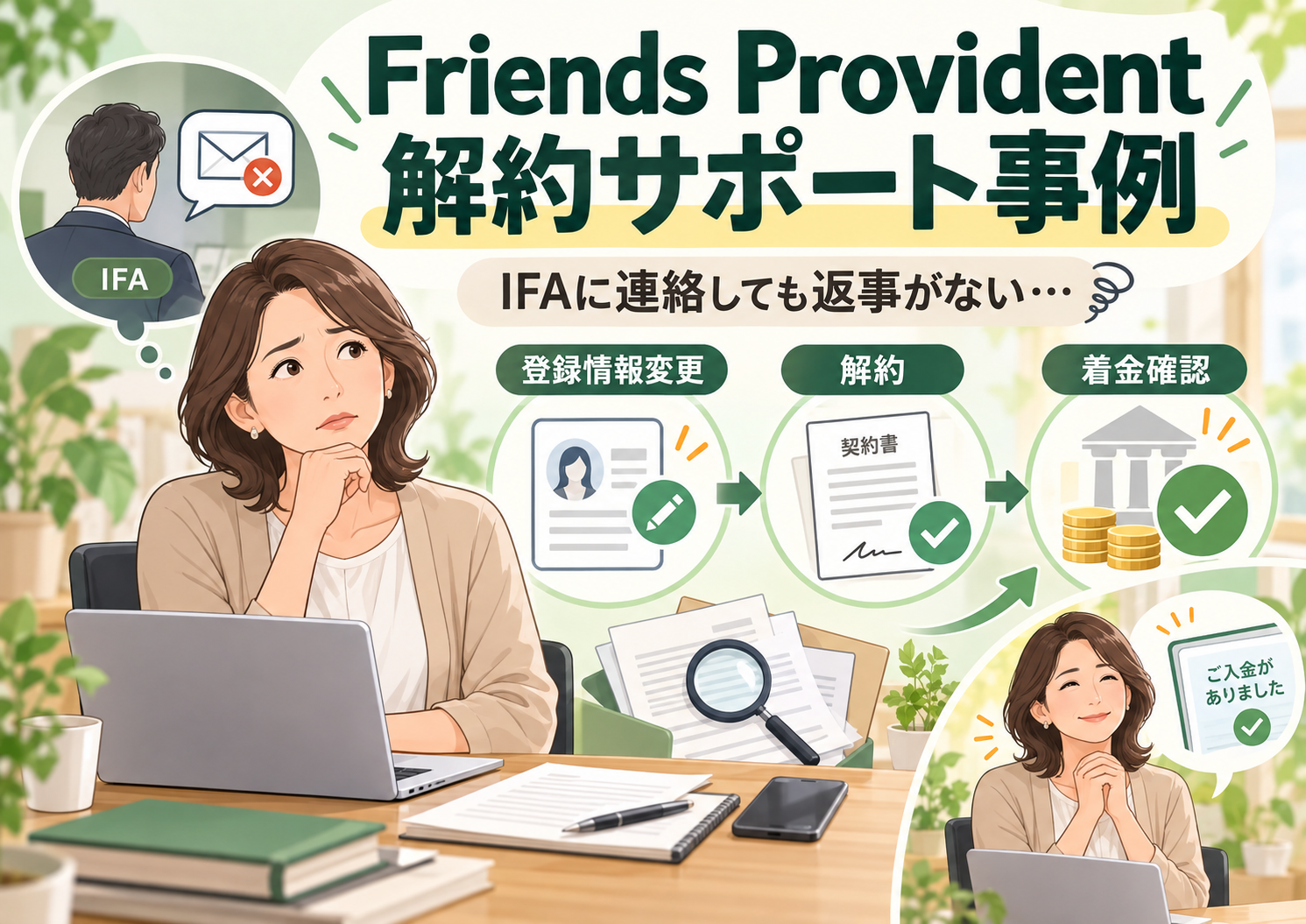 IFAから返事がない状態からフレンズプロビデント（Friends Provident）を解約し着金まで完了したサポート事例